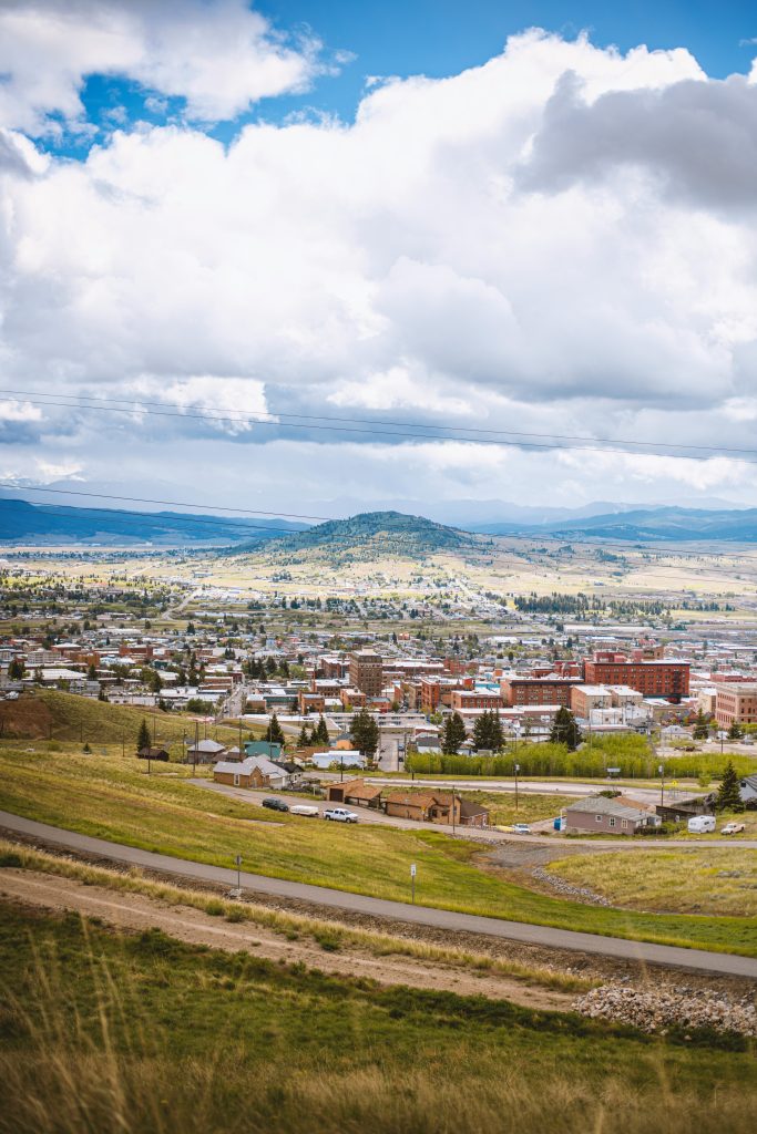 Mountain valley town and open landscape in Montana near Churches of Christ in Montana